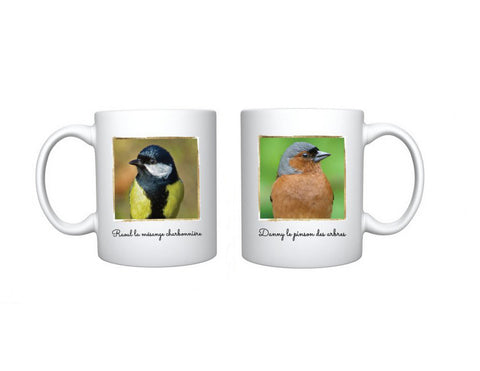 Mugs oiseaux du jardin , Raoul et Danny (Contenance de 325 ml et résistant au four à micro-ondes)